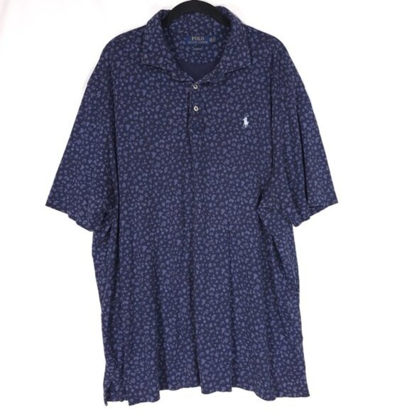 POLO RALPH LAUREN Classic Fit Men's Soft Polo Shirt XXL Navy Floral Vintage‎ - Picture 1 of 9